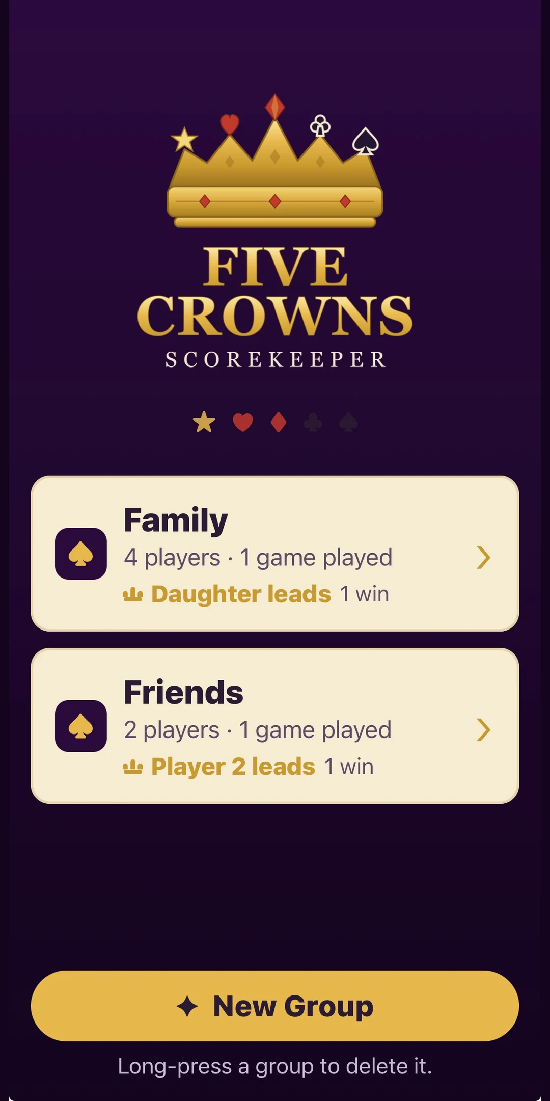 Five Crowns Group Scorekeeper screenshot